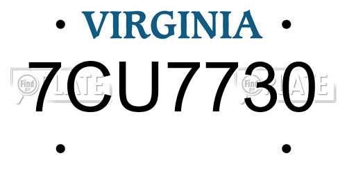 7CU7730 Virginia License Plate