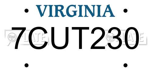 7CUT230 Virginia License Plate