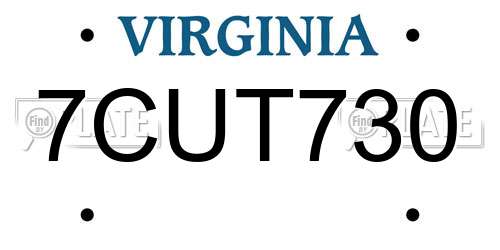 7CUT730 Virginia License Plate