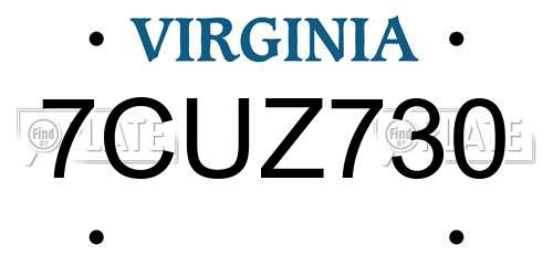 7CUZ730 Virginia License Plate