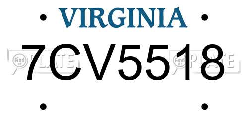 7CV5518 Virginia License Plate