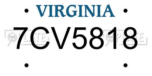 7CV5818 Virginia License Plate