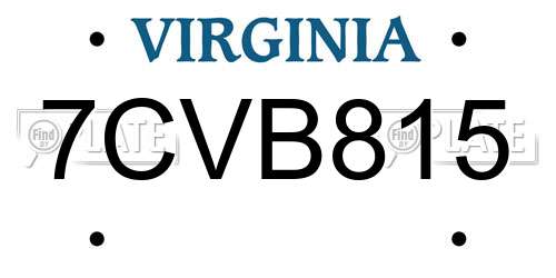 7CVB815 Virginia License Plate