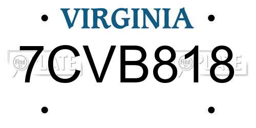 7CVB818 Virginia License Plate