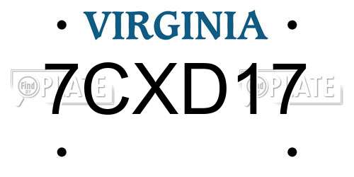 7CXD17 Virginia License Plate