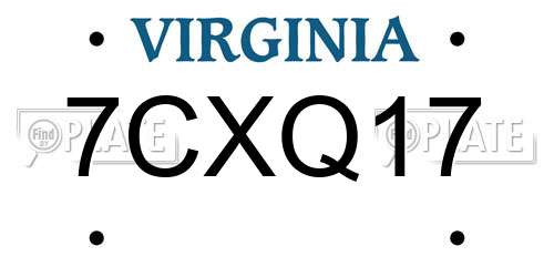 7CXQ17 Virginia License Plate