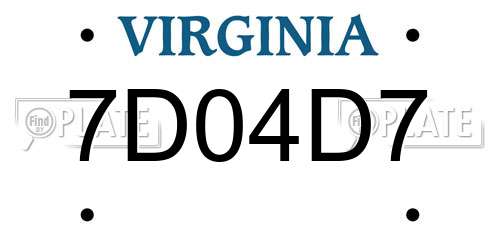 7D04D7 Virginia License Plate