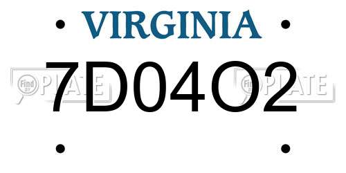 7D04O2 Virginia License Plate