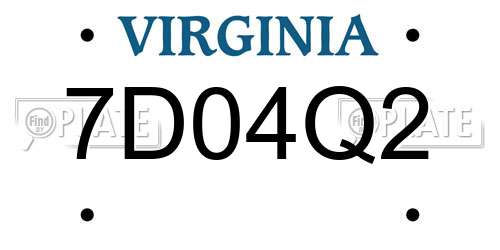 7D04Q2 Virginia License Plate