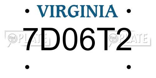 7D06T2 Virginia License Plate