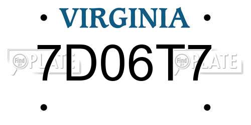 7D06T7 Virginia License Plate