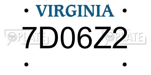 7D06Z2 Virginia License Plate