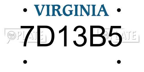 7D13B5 Virginia License Plate