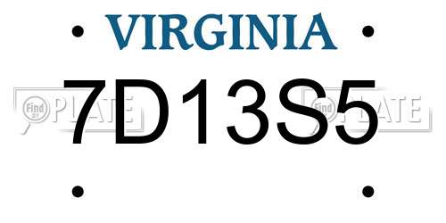 7D13S5 Virginia License Plate