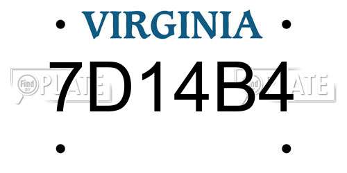 7D14B4 Virginia License Plate