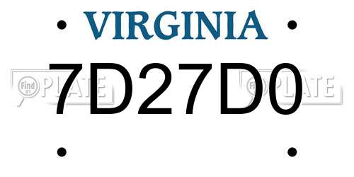 7D27D0 Virginia License Plate