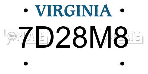 7D28M8 Virginia License Plate