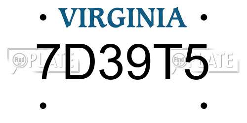 7D39T5 Virginia License Plate
