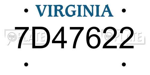 7D47622 Virginia License Plate