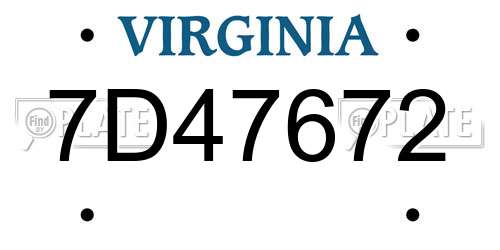 7D47672 Virginia License Plate