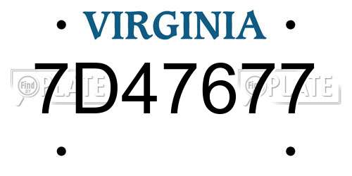 7D47677 Virginia License Plate