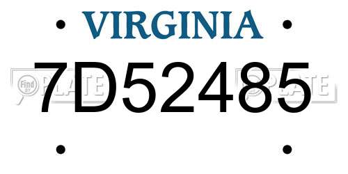 7D52485 Virginia License Plate
