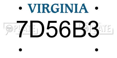 7D56B3 Virginia License Plate