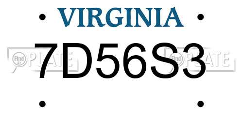 7D56S3 Virginia License Plate