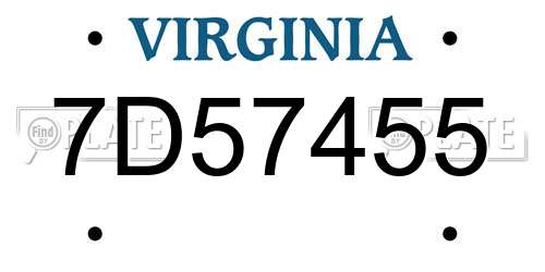 7D57455 Virginia License Plate