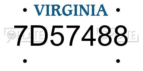 7D57488 Virginia License Plate