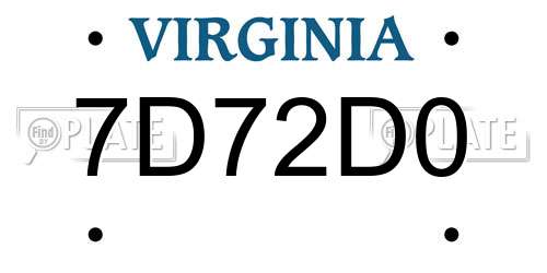 7D72D0 Virginia License Plate