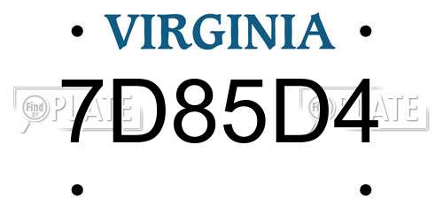 7D85D4 Virginia License Plate