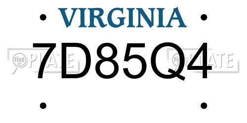 7D85Q4 Virginia License Plate