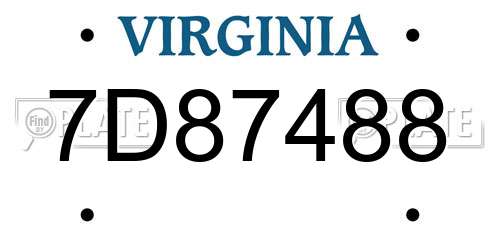 7D87488 Virginia License Plate