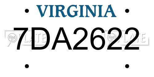 7DA2622 Virginia License Plate