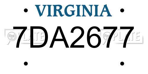 7DA2677 Virginia License Plate