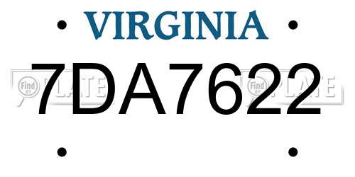 7DA7622 Virginia License Plate