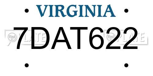 7DAT622 Virginia License Plate