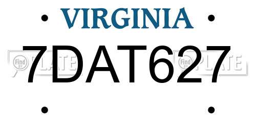 7DAT627 Virginia License Plate