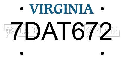 7DAT672 Virginia License Plate