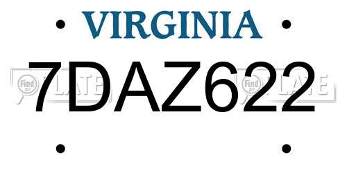 7DAZ622 Virginia License Plate