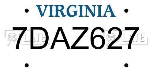7DAZ627 Virginia License Plate