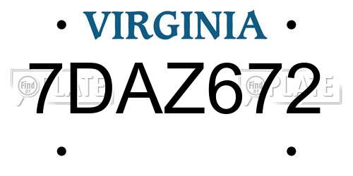 7DAZ672 Virginia License Plate
