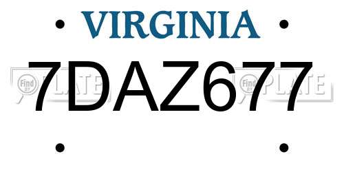 7DAZ677 Virginia License Plate