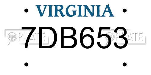 7DB653 Virginia License Plate