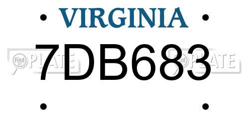 7DB683 Virginia License Plate