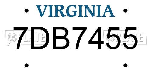 7DB7455 Virginia License Plate