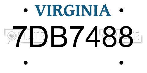 7DB7488 Virginia License Plate