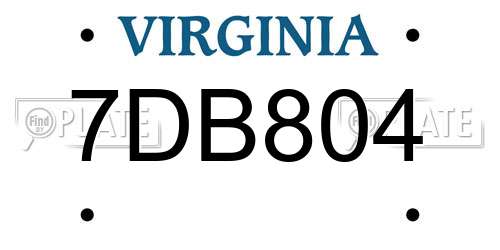 7DB804 Virginia License Plate