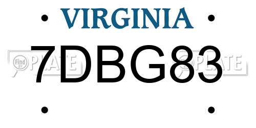 7DBG83 Virginia License Plate